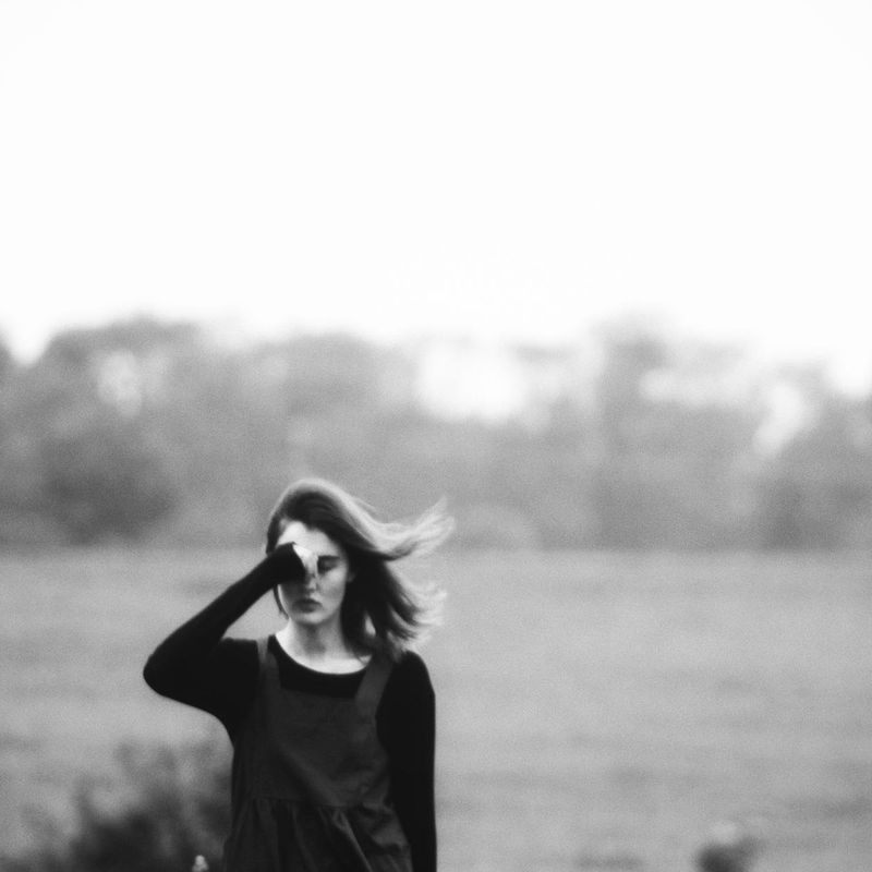 A person in motion captured with a slight blur effect.