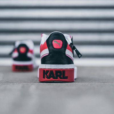 Close-up of comfortable sports shoes on a wooden floor.