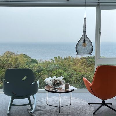 View from a window showing green trees during a morning workout.